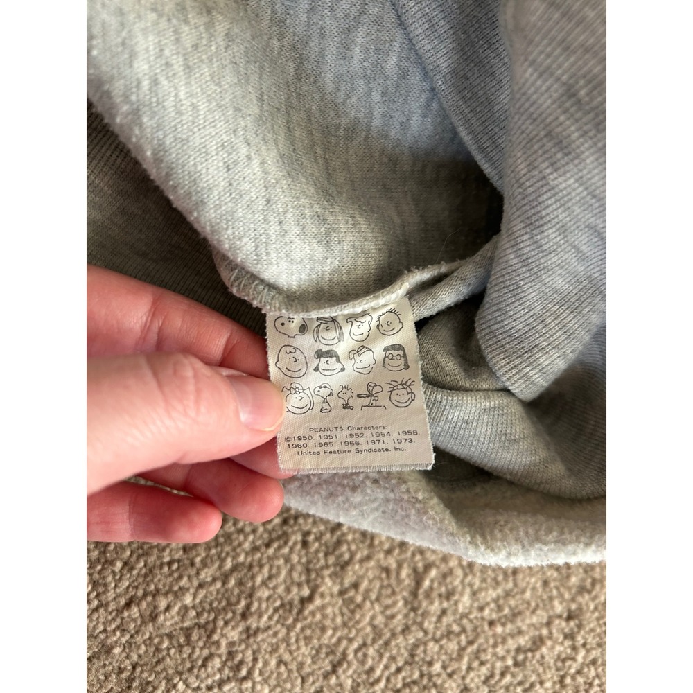 Vintage Toon Time Woodstock Peanuts Sweatshirt Large Fleece Embroidered Grey L - Picture 5 of 6